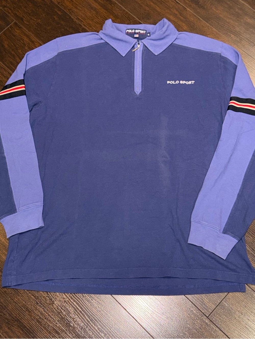 Vintage 90s Ralph Lauren POLO SPORT Polo Shirt Size XL Long Sleeve 1/4 Zip Up